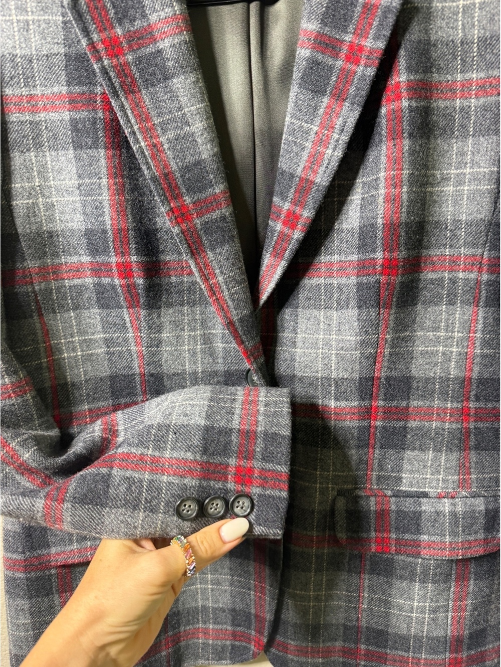 Pendleton Women's Wool Plaid Blazer Jacket Gray Red Size Medium - Picture 5 of 7